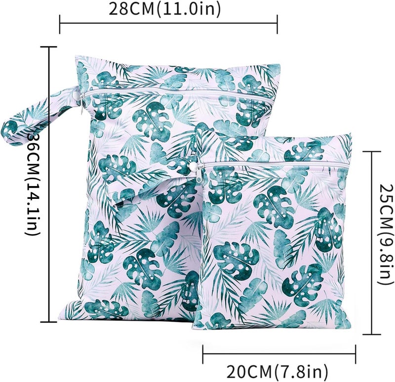 CoolaPeach 2 Pcs Wet Bags Waterproof Reusable Zippered Pocket Cloth Diaper Bag for Travel Beach Pool Swim, Baby Diapers,Gym Yoga Wet Clothes,Swimsuit,water wipes (Sea grass) - Image 4